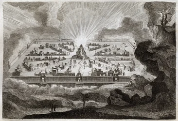 Royaumont Bibeln, Nya Testamentet: Nya Jerusalem. Ängeln visar Johannes det nya Jerusalem. Illustration från 1811.