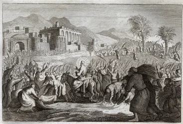 Royaumont Bibeln, Nya testamentet: Jesu Kristi triumf. Jesu inträde till Jerusalem. Illustration från 1811.