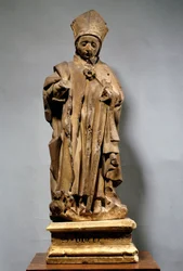 Saint Hubert i eveque Träskulptur