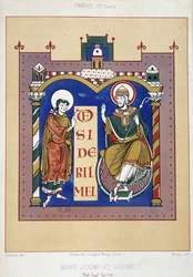 Saint Hieronymus och Saint Desire - baserat på ett franskt dokument från 1100-talet
