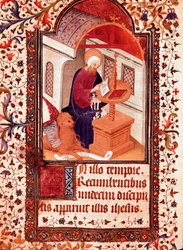Saint Mark Miniature från "" The Hours of Edward I (Duarte) of Portugal (1391-1438)" 1400-talets Lissabon, Torre do Tombo