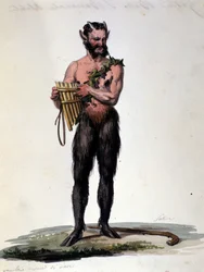 Satyr och musik. 1800-talsgravyr.