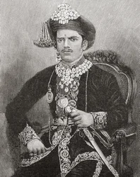 Sayajirao Gaekwad III, 17 år gammal, Maharaja av Baroda State, Indien (gravyr)