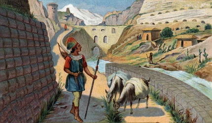 Scenes of Missing Kingdoms: Chaussee of the Incas Chromolithography of the 19th century.
