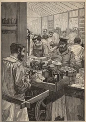 Sea Sequim: tillverkning av havssequimpipor. Gravyr från 1885 i "" Les arts et metiers illustres"" av Adolphe BITARD.