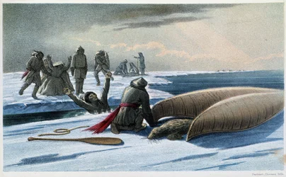 Säljakt: "" Säljakt i viken"" - i "" Exploration of the Labrador Peninsula"" av Hind, London