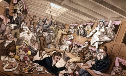 Sjösjuka. Illustration av tidigt 1800-tal.