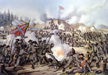 Amerikanska inbördeskriget 1861-1865: Slaget vid Fort Sanders eller Fort Loudon (Tennessee) den 29/11/1863. Gravyr. 1800-talet.