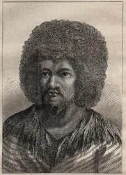 Andra resan (1772-1775) av kapten James Cook (1728-1779): porträtt av O-Too (O Too), kung av Tahiti - illustration hämtad från "The Great Mariners of the 18th century"