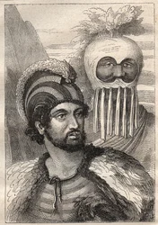 Andra resan (1772-1775) av kapten James Cook (1728-1779): typer av Sandwichöarna (Cook Island, South Sandwich Islands) - illustration hämtad från "The Great Mariners of the 18th century""