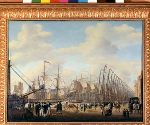 Hemlig flotta från Napoleon I till Flushing (nederländsk hamn) för försöket att invadera England. sd. Början av 1800-talet. Amsterdam, sjöfartsmuseet