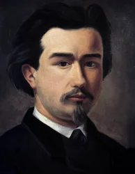 Självporträtt av Clément Ader (1841-1925), fransk ingenjör och uppfinnare, "flygets fader".