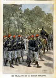 Senegalesiska Tirailleurs de la Mission Marchand à Paris- i "" Le petit journal"" av 1899-07-23