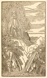 Skall de som har fel börja men rätt sluta? från The Pilgrims Progress From This World, To That What Is To Come av John Bunyan (1628-1688) Christian klättrar upp på kullen med svårigheter att känna rätt pa