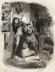 Hon smetade in mig i ansiktet, och allt detta var utsökt - Illustration till "" bekännelserna" av Jean-Jacques (Jean Jacques) Rousseau (1712-1778) - gravyr från 1849