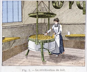 Sterilisering av mjölk - gravyr, sent 1800-tal