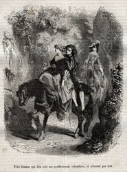 En sådan kvinna som läser detta skulle gärna imponera på mig, och skulle inte ha fel. - Illustration till "" bekännelserna" av Jean-Jacques (Jean Jacques) Rousseau (1712-1778) - gravyr från 1849