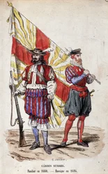 Schweiziska garde: Fusilier 1660 och Fänrik 1616.