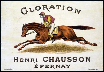 Tag av "" Glorination Henri Chausson Epernay"": ridning, sd. 1800-talet.