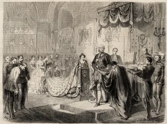 Kröningen av kung Vilhelm I i Königsberg 1861 - Kröningen av kungen och drottningen av Preussen i slottskyrkan i Königsberg - Vilhelm I av Preussen - 1861