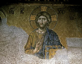 Deesis. Detalj av Kristus, mitten av 1100-talet (mosaik)