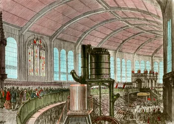 Eiffelmaskingalleriet vid 1867 års universella utställningsgravyr från 1800-talet