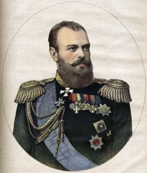 Kejsaren (tsaren) av Ryssland Alexander III gravyr från 1891
