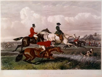 Rävjaktens gravyr av John Frederick Herring (1795-1865) (ec.engl.) Privatsamling från 1800-talet