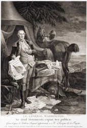 General Washington (1732 - 1799), graverad efter originalmålningen som tillhör markisen de la Fayette.