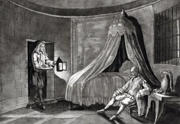 Järnmasken i hans fängelse på ön Sainte-Marguerite