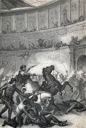 Massakern i Thessalonika år 390. Gravyr 1884