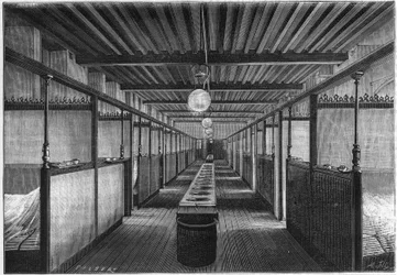 Mongeskolan 1884 i Paris. En sovsal med tvättställ. i naturen. Granskning av vetenskaper och deras tillämpningar för konst och industri.””