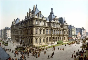 Palais de la Bourse i Lyon. Fotokrom omkring 1890.