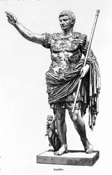 Den romerske kejsaren Augustus, Octavianus eller Octavian, 63 f.Kr. - 14, gravyr från 1800-talet
