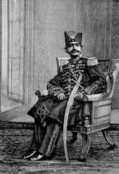 Shahen av Persien, Nasr-ed-din (Nasr-ed-din), i ceremoniell kostym.