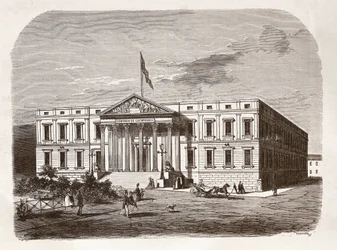 Spanska parlamentet (Congresso de los diputados), Madrid. Gravyr 1800-talet.