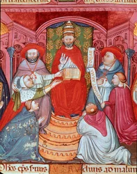 Motpåven Clement VII (Robert de Geneve) (1342-1394) proklamerar sina lagar”