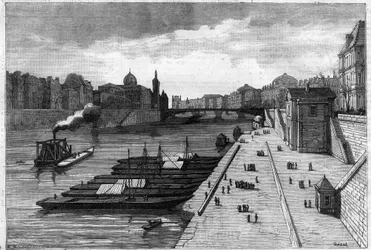 Äppelvandringen på kajen i stadshuset i Paris 1883