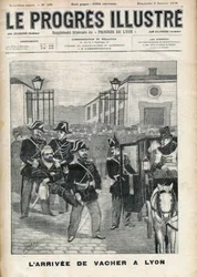 Joseph Vacher ”Herdarnas mördare” (1869-1898) anländer till fängelset i Lyon år 1898 - Omslag till ”Le Progressif-Illustré” den 9 januari 1898