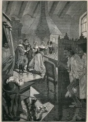 Glaskonsten: glasmakarna. Gravyr från 1885 i "" Les arts et metiers illustres"" av Adolphe BITARD.