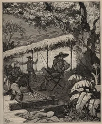 The art of lapidary: tvätta diamanter i Brasilien i "" Les arts et métiers illustrés" av Adolphe BITARD 1885 (gravyr)