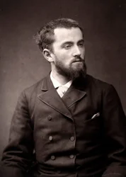 Konstnären Camille-Alfred Pabst fotograferad i samband med Parissalongen 1881