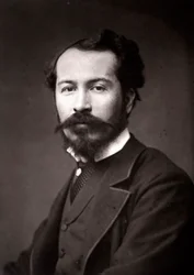 Konstnären Edmond-Louis Dupain porträtterad med anledning av Salongen i Paris 1883