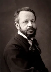 Konstnären James-Alexandra Walker fotograferad i samband med Parissalongen 1881