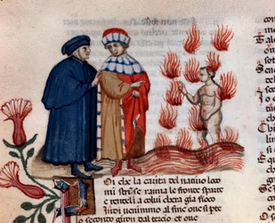 Hädarna (sång 14 från helvetet, i den gudomliga komedin) - miniatyr 1400-talet