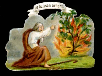 Den brinnande busken - Populär bild. 1800-talets kromolitografi.