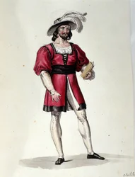 Karaktären som tolkar viriliten i baletten "" Il noce di Benevento"" av den österrikiska kompositören Franz Xaver Sussmayr (1766-1803). Illustration av 1800-talet