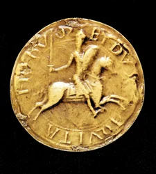 Ludvig VII:s (1120 - 1180) motförsegling av Frankrike, representerande honom till häst.