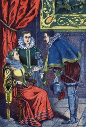 Dansen. Anonym illustration för "" Askungen", berättelse av Charles Perrault (1628-1703), fransk författare. Bildspråk Marcel Vagne, Jarville Nancy, odaterad (slutet av 1800-talet).