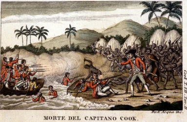 Captain Cooks död efter "Viaggi del Capitano-kocken"" Milano 1820